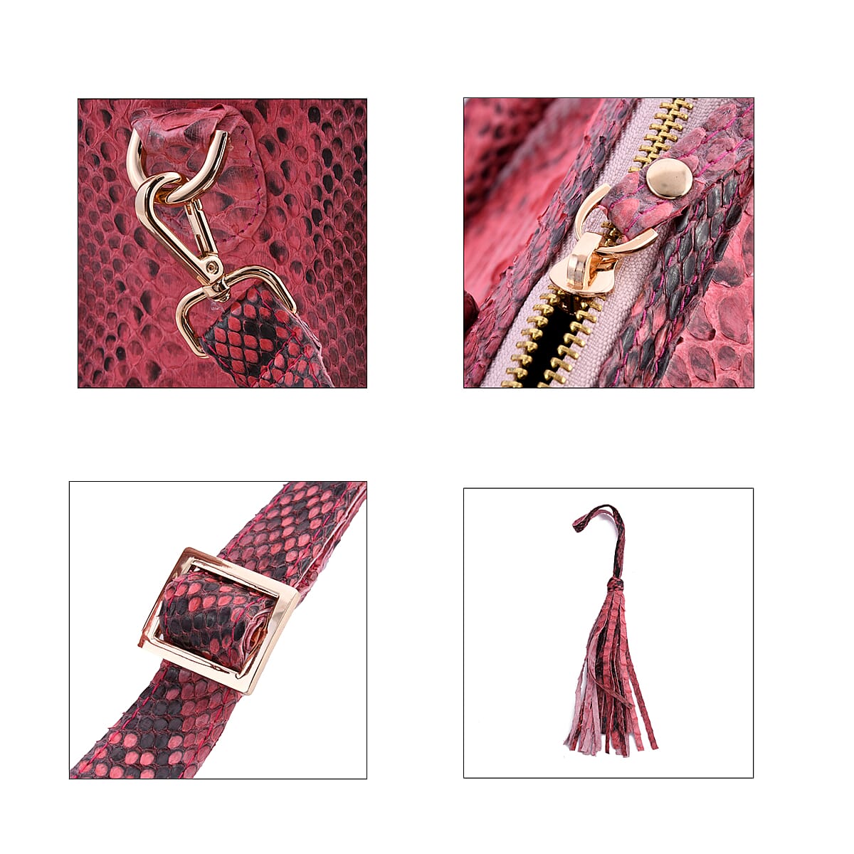 The Pelle Python Skin Bag Collection Golden Pink 100% Genuine Python Leather Tote Bag image number 4