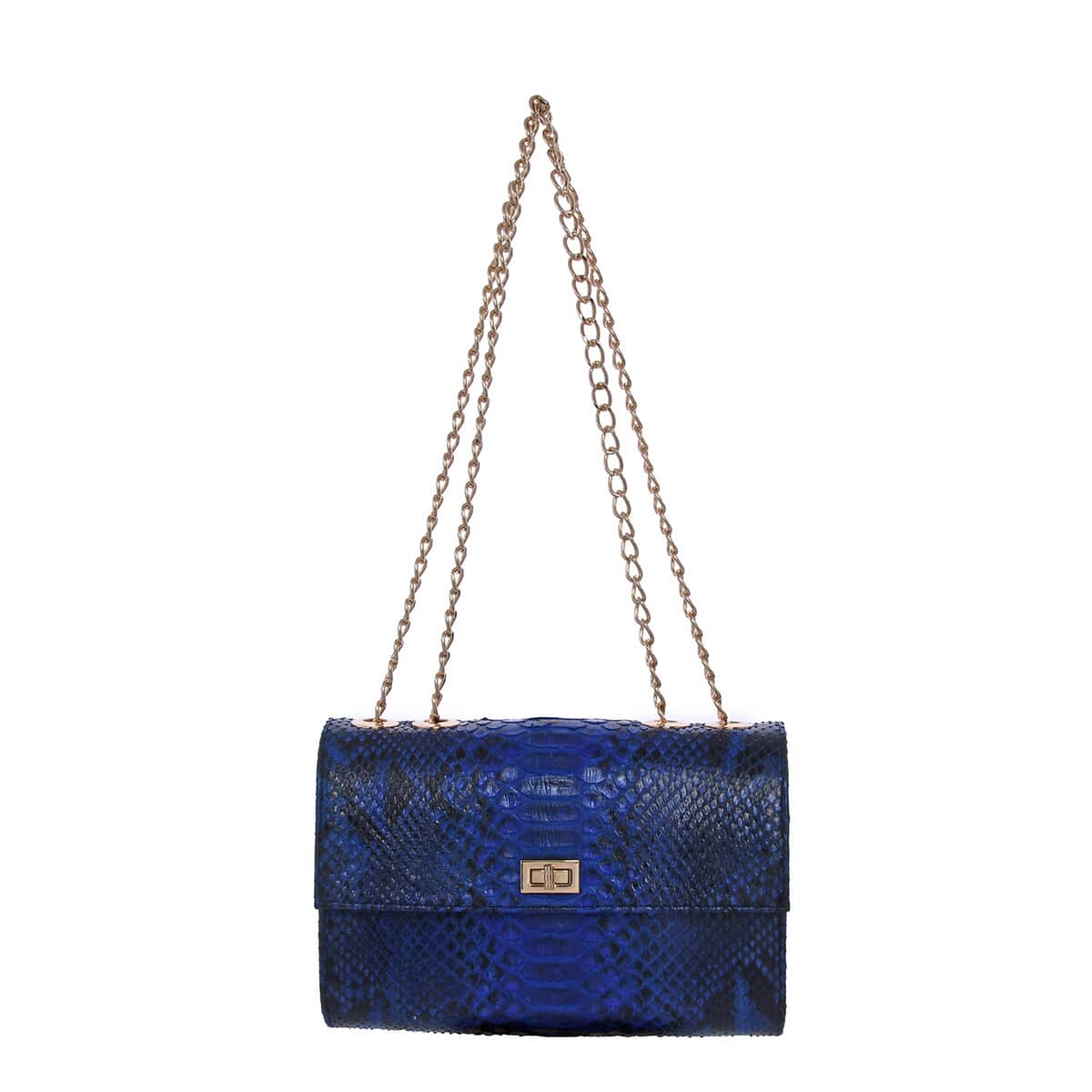 The Pelle Collection Navy Blue Color 100% Genuine Python Leather Crossbody Bag image number 0