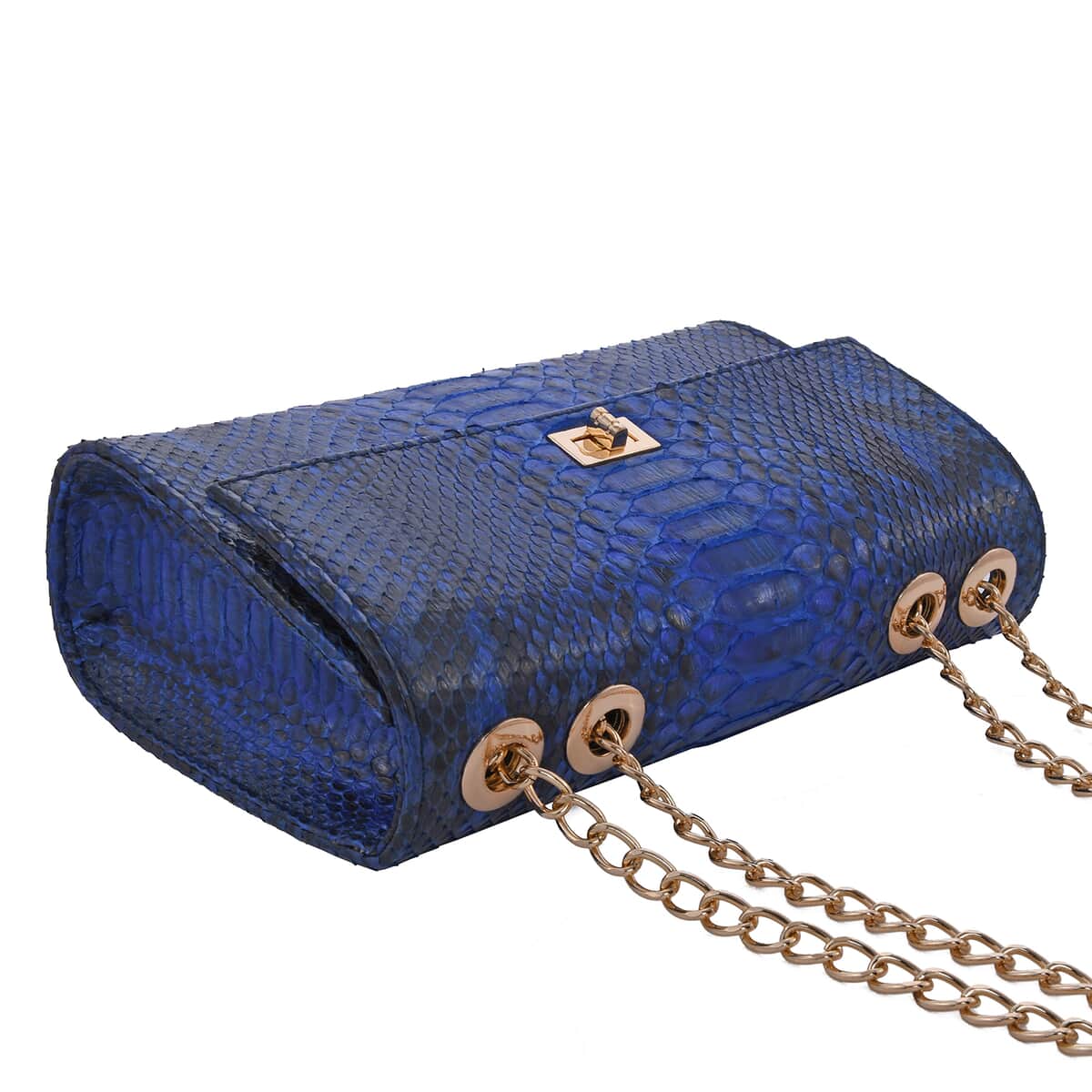 The Pelle Python Skin Bag Collection Navy Blue Color 100% Genuine Python Leather Crossbody Bag image number 2