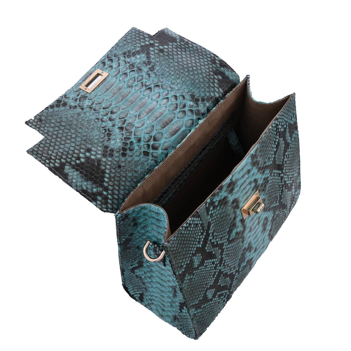 The Pelle Python Skin Bag Collection Turquoise Genuine Python Leather Tote Bag for Women , Satchel Purse , Shoulder Handbag , Designer Tote Bag image number 2