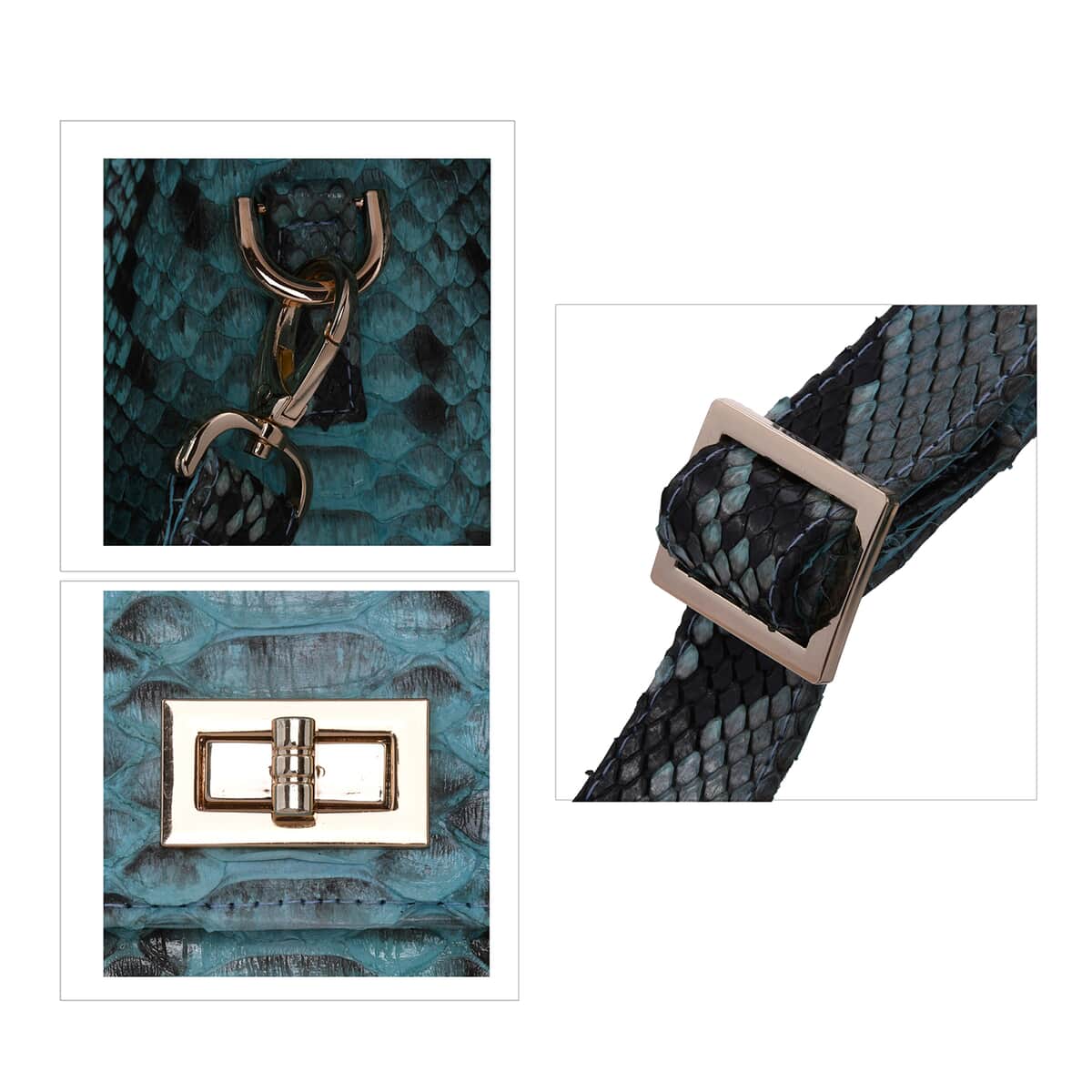 The Pelle Python Skin Bag Collection Turquoise Genuine Python Leather Tote Bag for Women , Satchel Purse , Shoulder Handbag , Designer Tote Bag image number 4