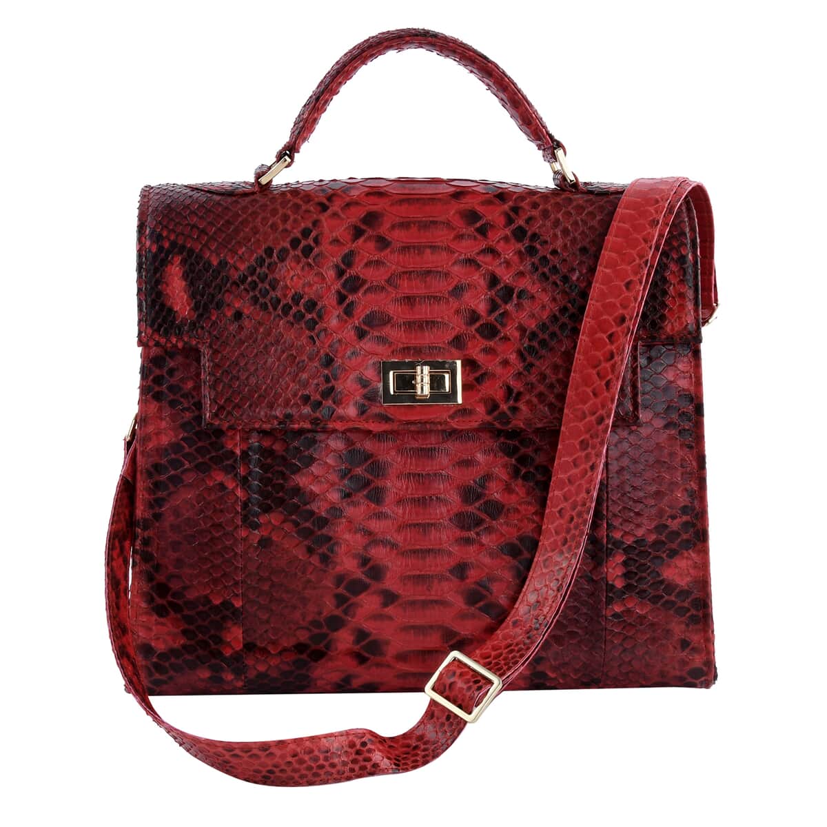 The Pelle Collection Red Genuine Python Leather Tote Bag for Women , Satchel Purse , Shoulder Handbag , Designer Tote Bag image number 0