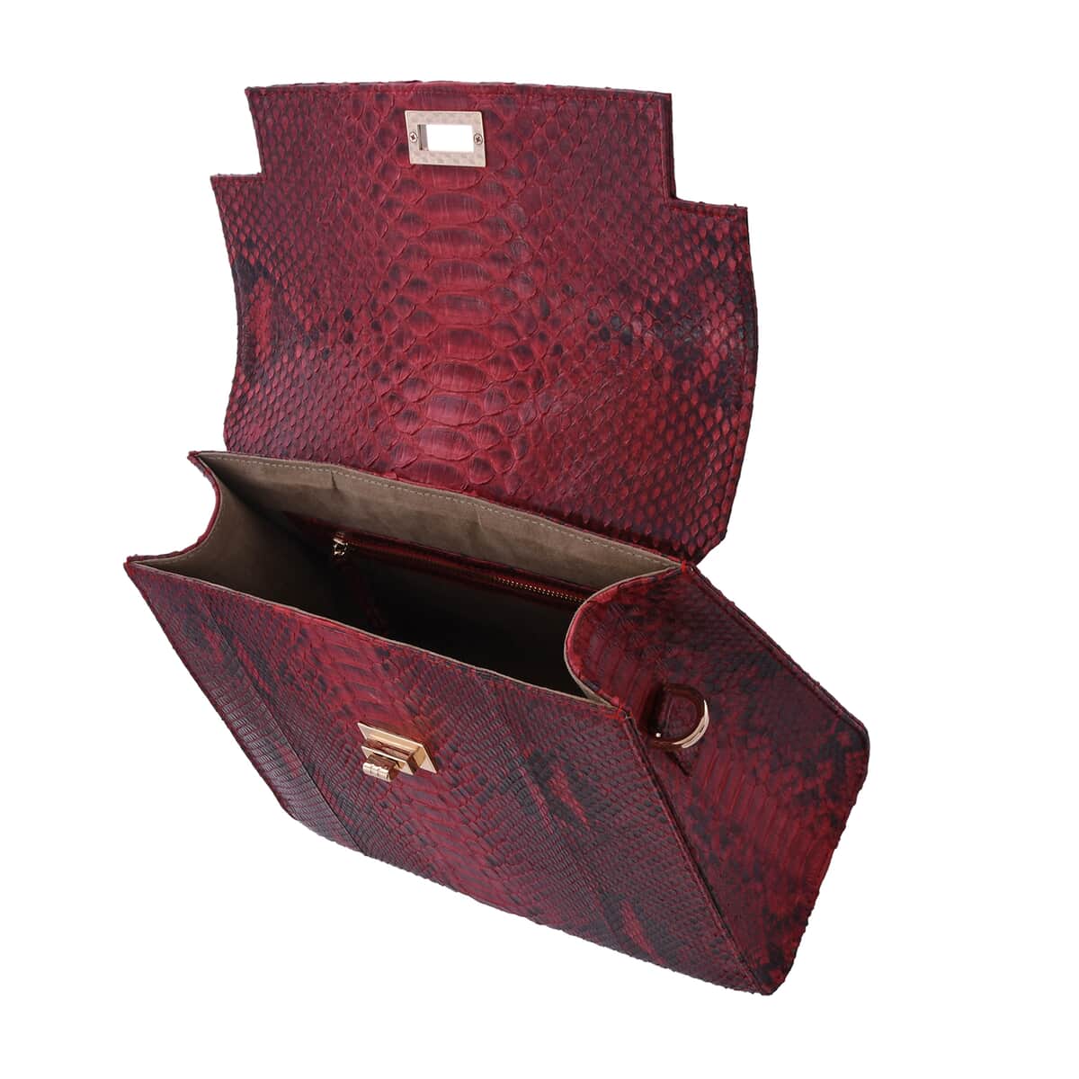 The Pelle Collection Red Genuine Python Leather Tote Bag for Women , Satchel Purse , Shoulder Handbag , Designer Tote Bag image number 2