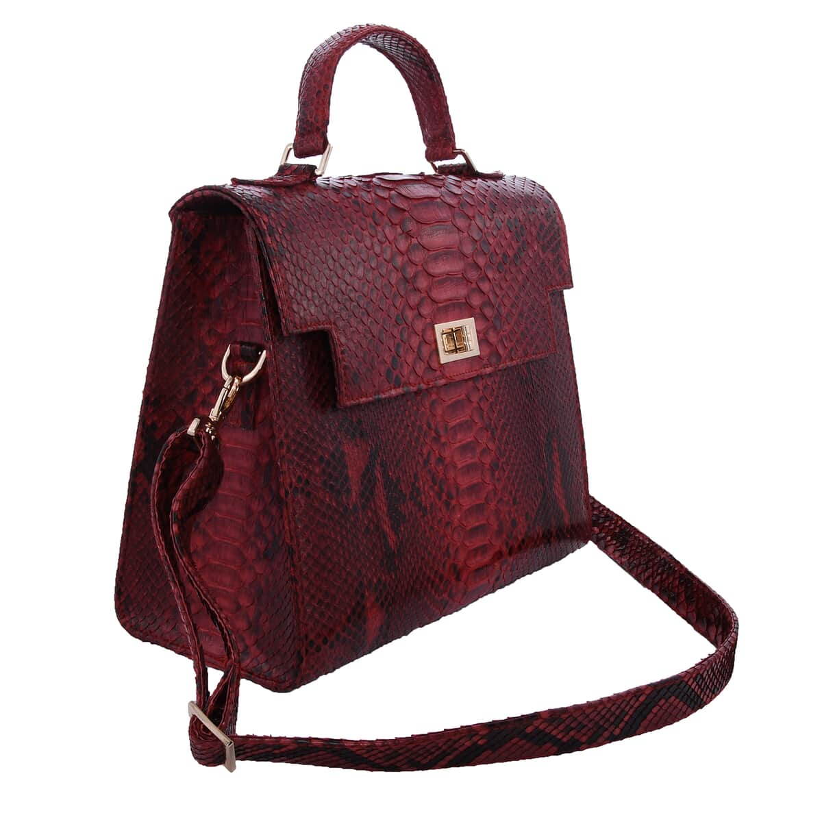 The Pelle Collection Red Genuine Python Leather Tote Bag for Women , Satchel Purse , Shoulder Handbag , Designer Tote Bag image number 3