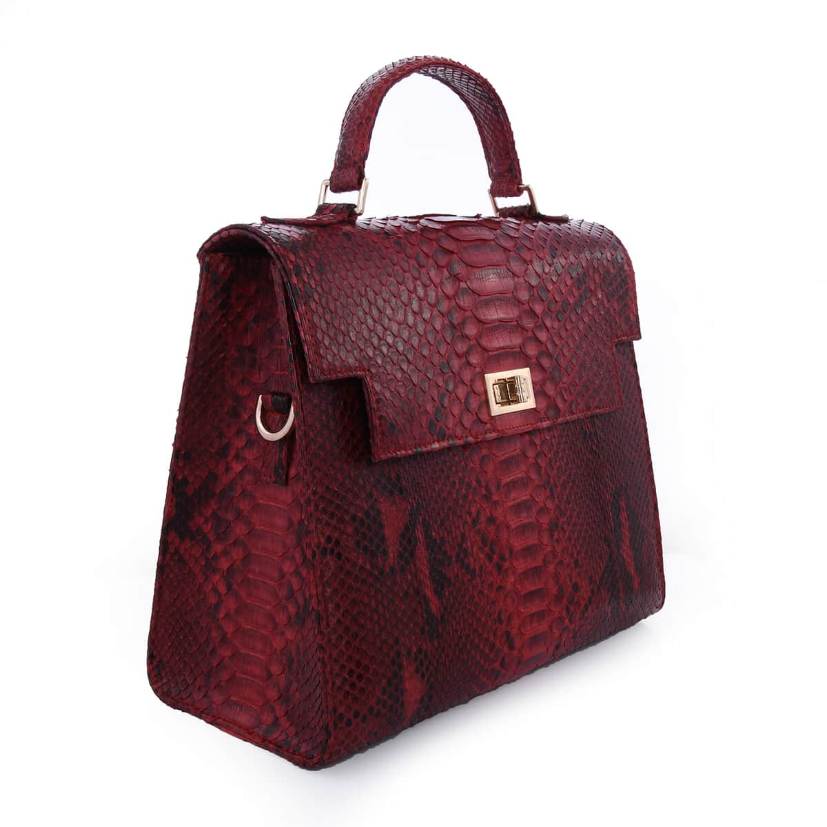 The Pelle Collection Red Genuine Python Leather Tote Bag for Women , Satchel Purse , Shoulder Handbag , Designer Tote Bag image number 4
