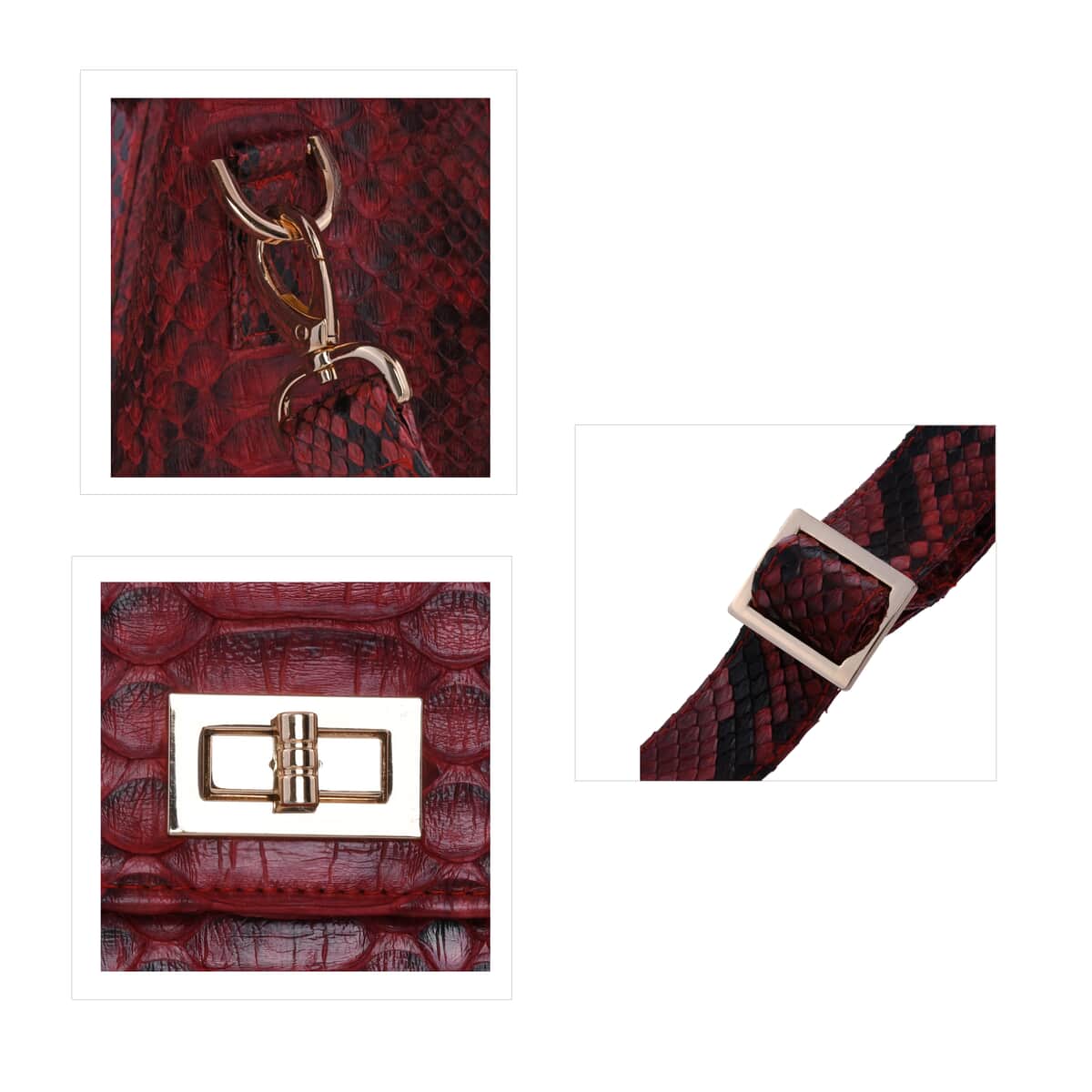 The Pelle Collection Red Genuine Python Leather Tote Bag for Women , Satchel Purse , Shoulder Handbag , Designer Tote Bag image number 5