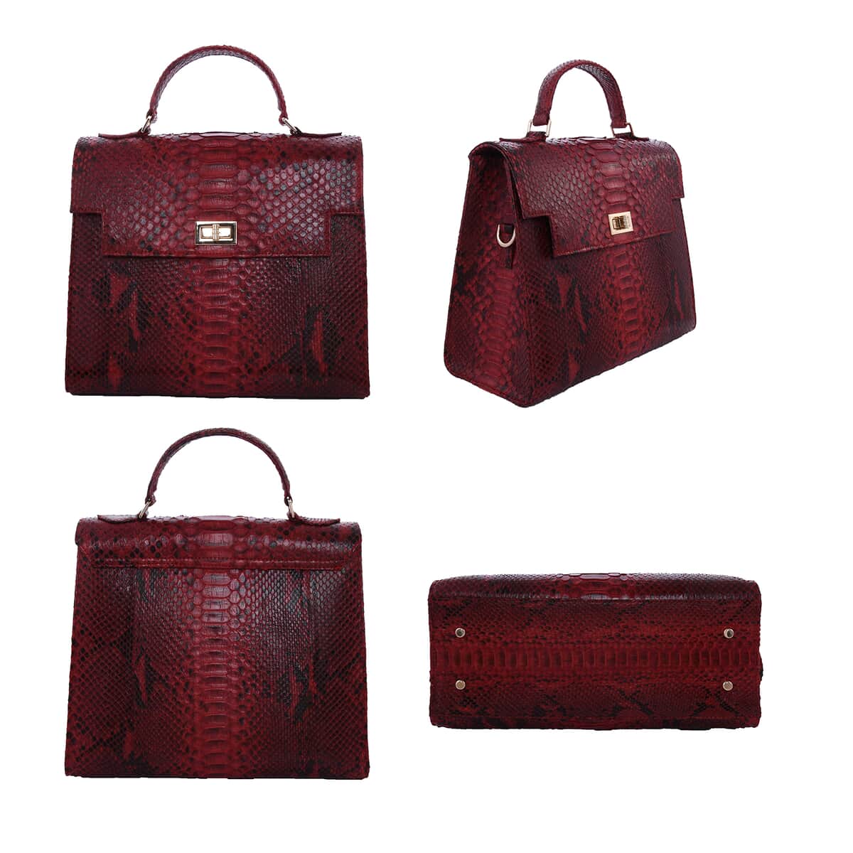 The Pelle Collection Red Genuine Python Leather Tote Bag for Women , Satchel Purse , Shoulder Handbag , Designer Tote Bag image number 6