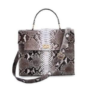 The Grand Pelle Natural Color 100% Genuine Python Leather Tote Bag
