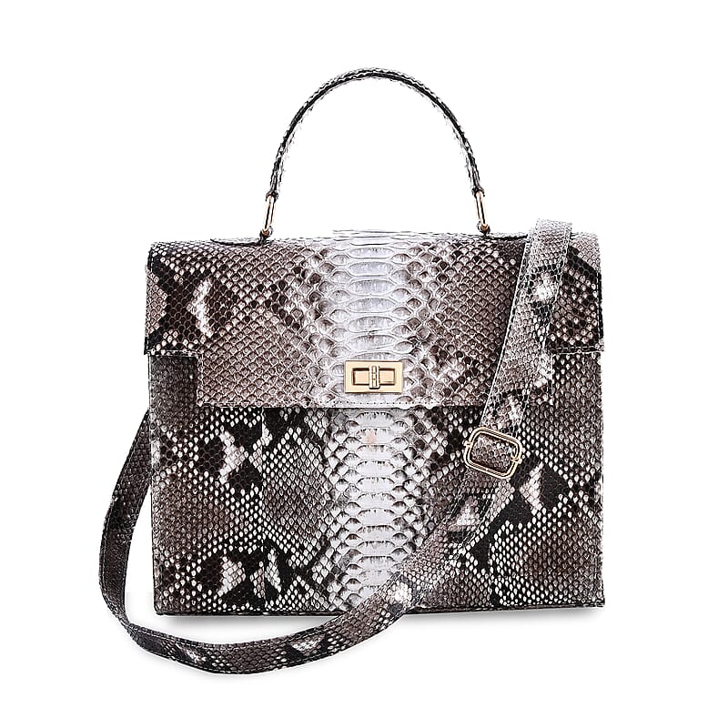 The Grand Pelle Natural Color 100% Genuine Python Leather Tote Bag