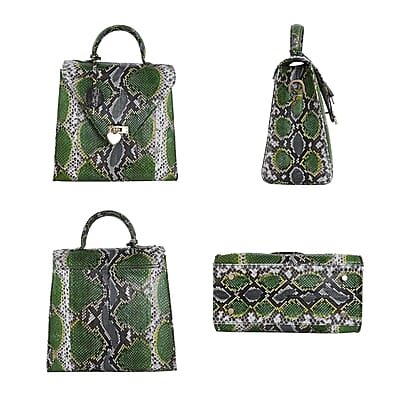 The Pelle Collection Green Color 100% Genuine Python Leather Tote Bag for Women , Women's Designer Tote Bags , Leather Handbags , Leather Purse