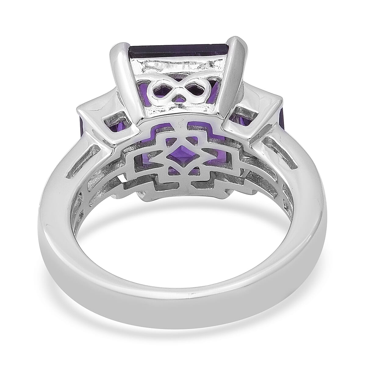 Amethyst and White Topaz Ring in Platinum Over Sterling Silver (Size 10.0) 8.85 ctw image number 3