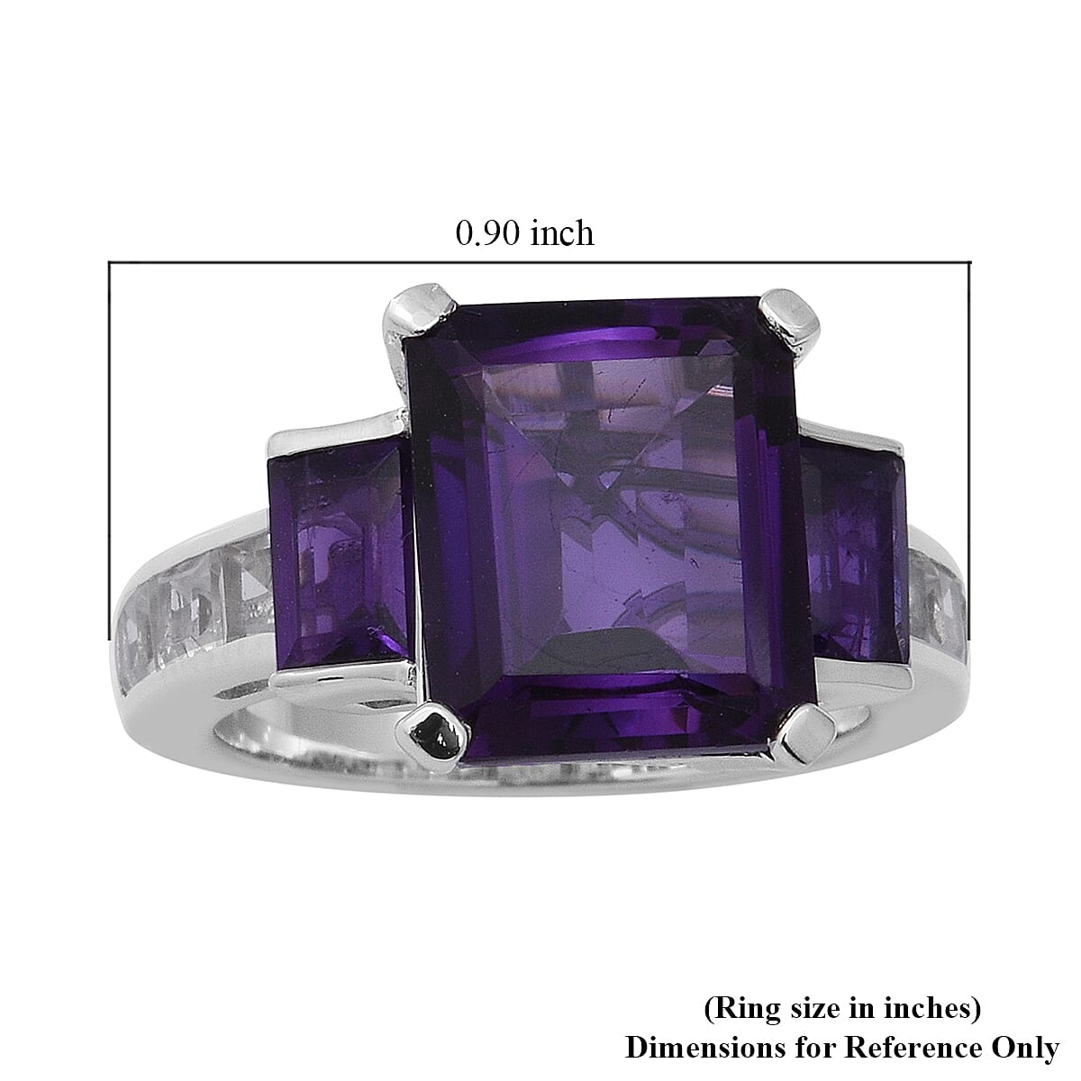Amethyst and White Topaz Ring in Platinum Over Sterling Silver (Size 8.0) 8.85 ctw image number 4