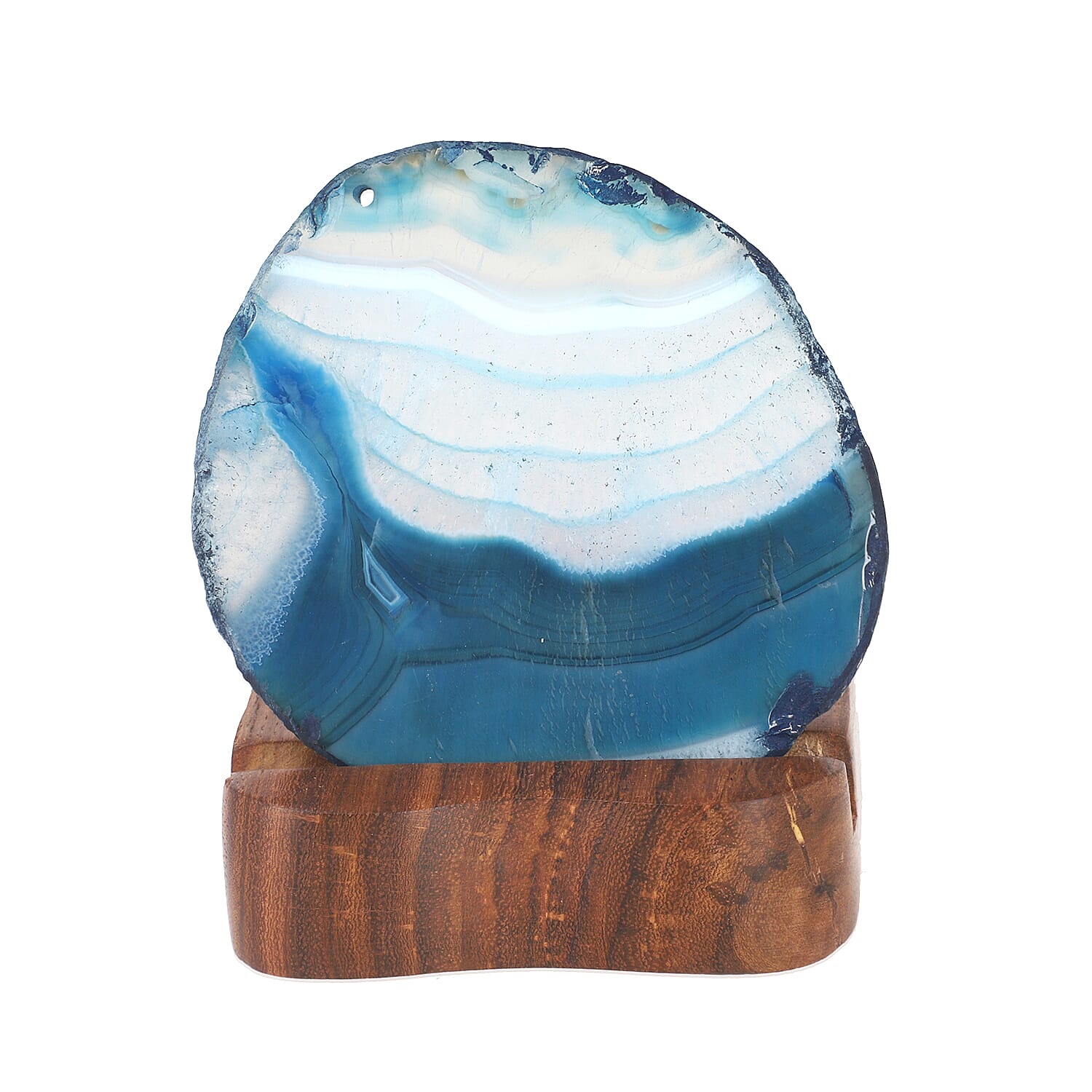 Wooden Stand for Agate Discs and Tea Light - Dark Blue