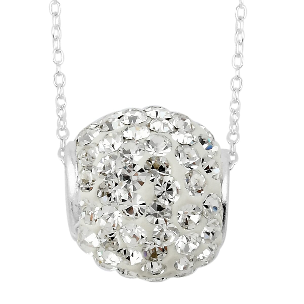 White Crystal Necklace 18 Inches in Silvertone