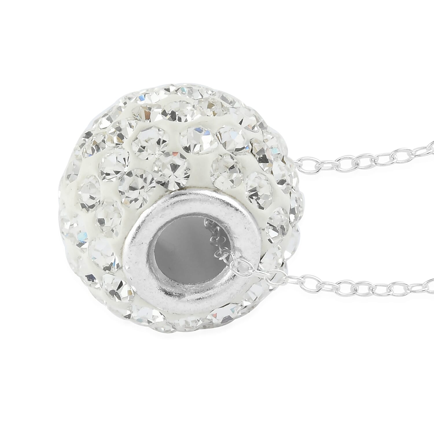 White Crystal Necklace 18 Inches in Silvertone