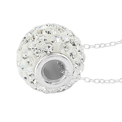 White Crystal Necklace 18 Inches in Silvertone