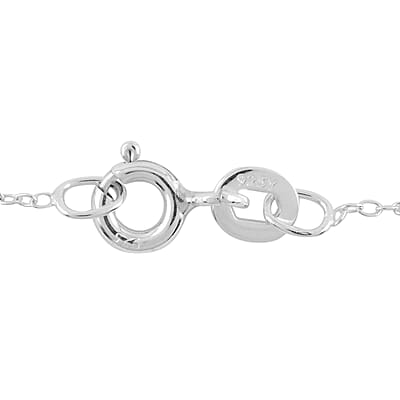 White Crystal Necklace 18 Inches in Silvertone