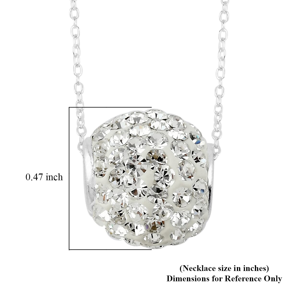 White Crystal Necklace 18 Inches in Silvertone
