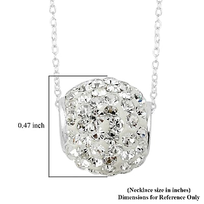 White Crystal Necklace 18 Inches in Silvertone