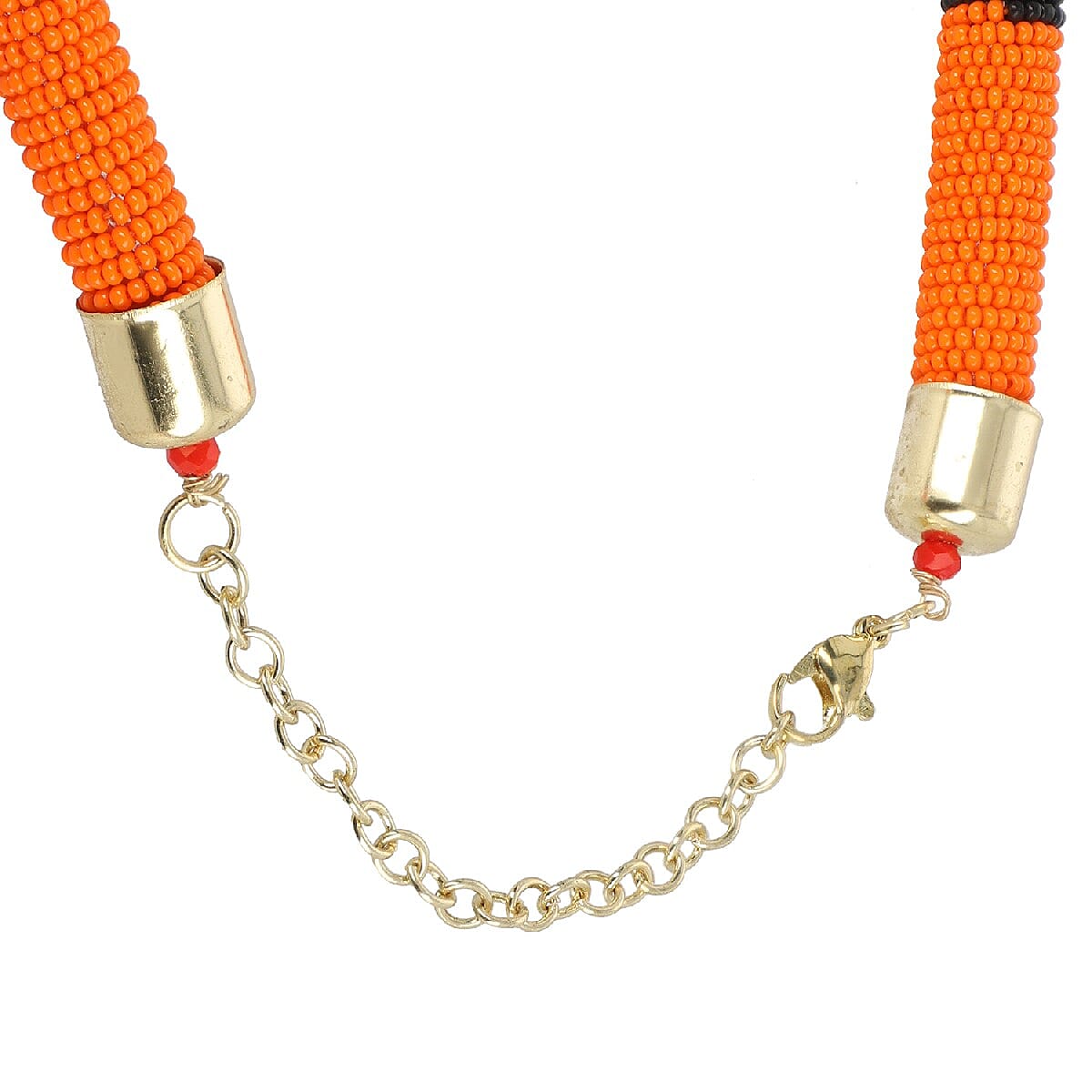 Multi Color Seed Beaded Necklace (20 Inches) in Goldtone