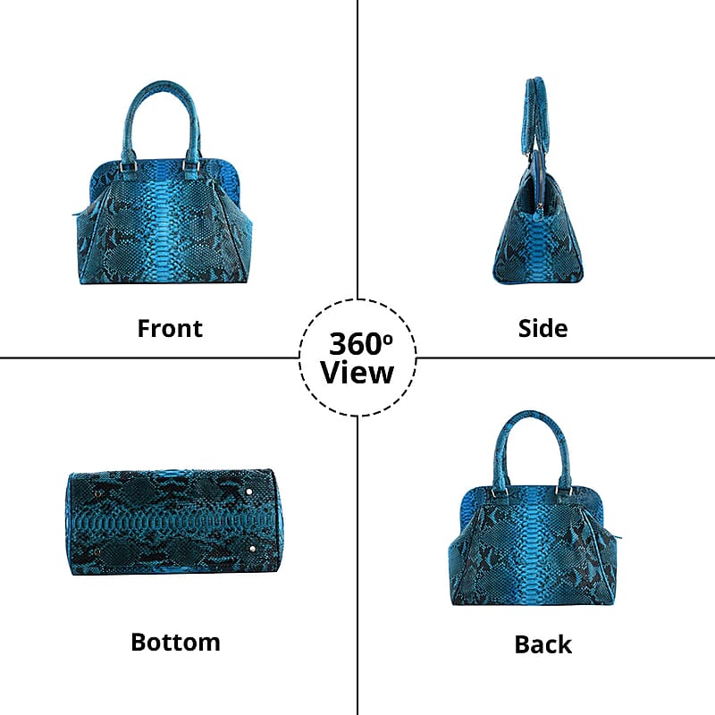 The Pelle Python Skin Bag Collection Turquoise Color 100% Genuine Python Leather Tote Bag for Women , Satchel Purse , Shoulder Handbag , Designer Tote Bag