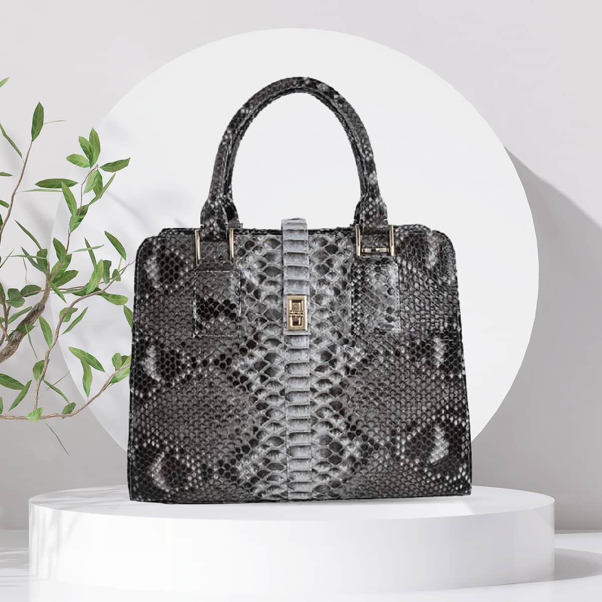 The Pelle Python Skin Bag Collection Natural Color 100% Genuine Python Leather Tote Bag, Shoulder Handbag, Designer Tote Bag For Women image number 1