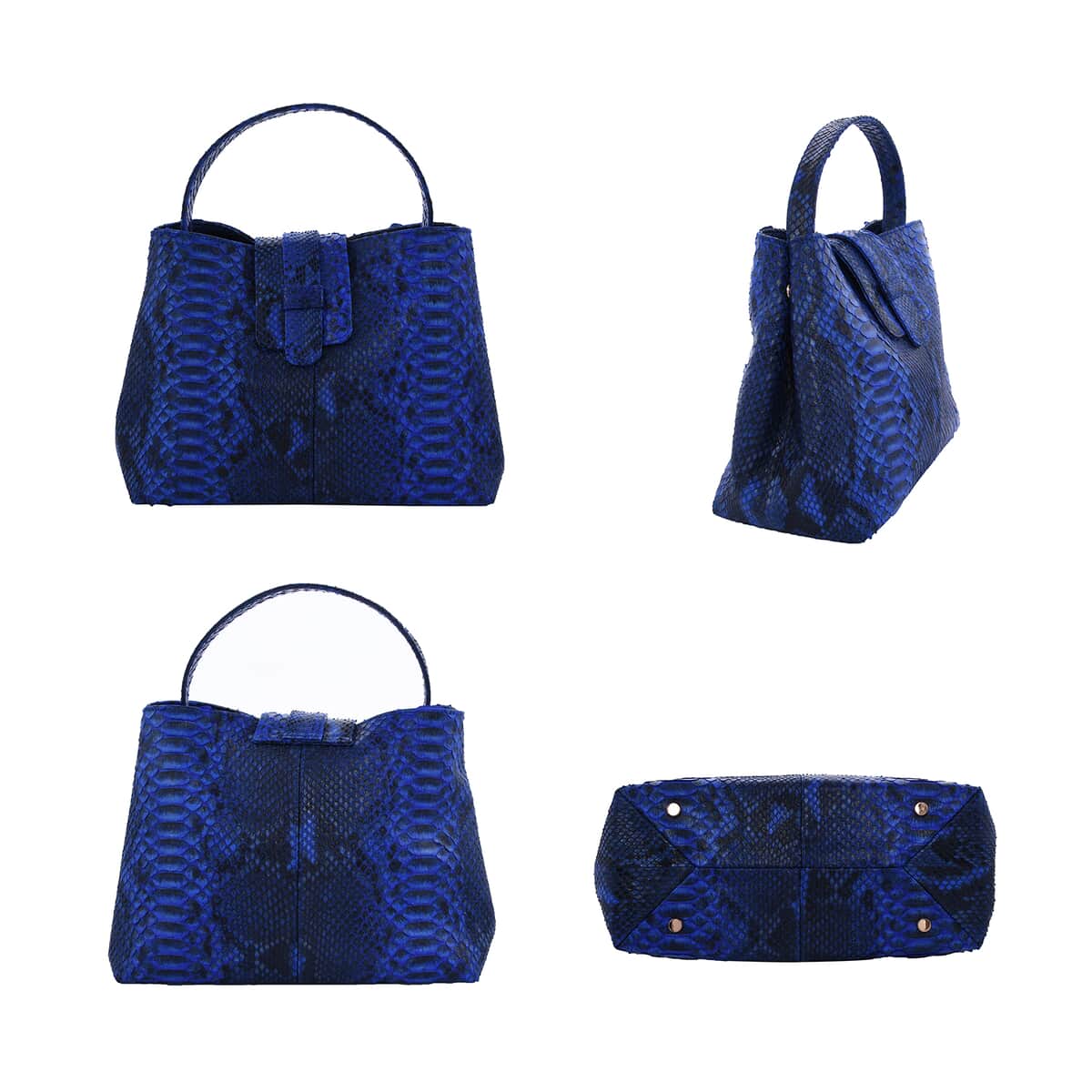 The Pelle Collection Blue Genuine Python Leather Tote Bag for Women, Satchel Purse, Shoulder Handbag, Designer Tote Bag image number 4