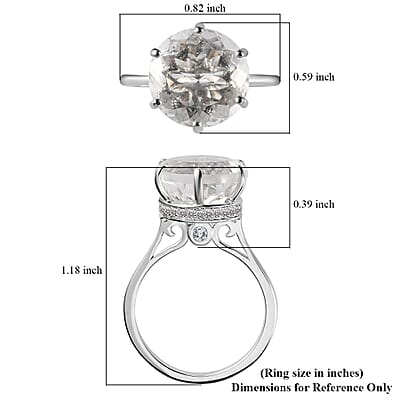Luxoro 10K White Gold 120 Facets Mexican Hyalite Opal and Moissanite Ring (Size 5.0) with Free UV Flash Light 5.40 ctw