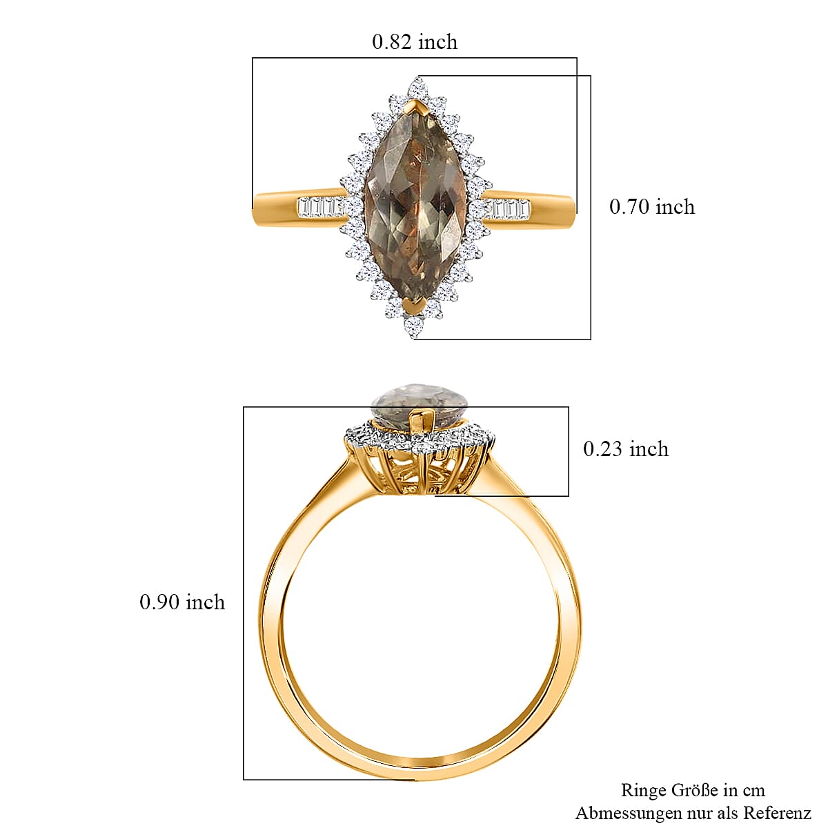 Iliana 18K Yellow Gold AAA Turkizite and G-H SI Diamond Halo Ring (Size 5.0) 2.25 ctw