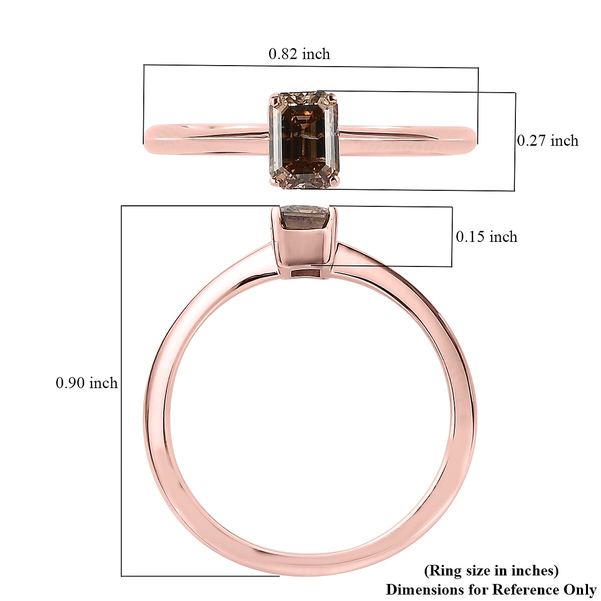 LUXORO 10K Rose Gold I3 Natural Champagne Diamond Solitaire Ring 0.50 ctw