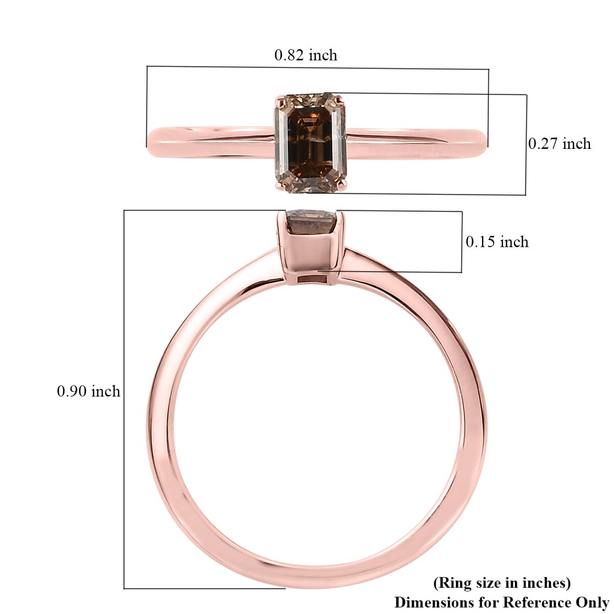 LUXORO 10K Rose Gold I3 Natural Champagne Diamond Solitaire Ring 0.50 ctw image number 5