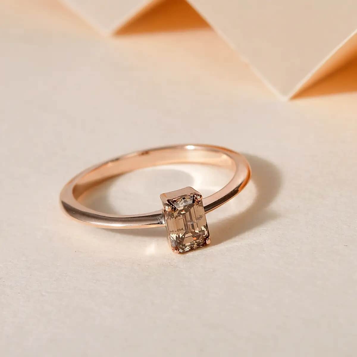 Luxoro 10K Rose Gold I3 Natural Champagne Diamond Solitaire Ring (Size 8.0) 0.50 ctw image number 1