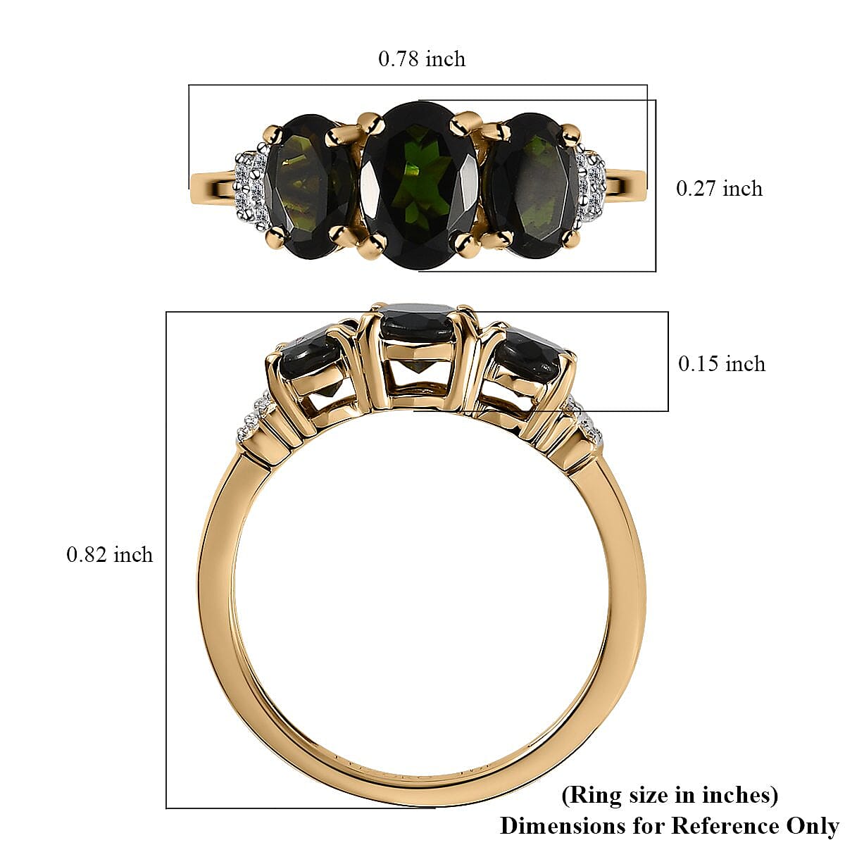 Luxoro 10K Yellow Gold Premium Tanzanian Chrome Tourmaline and Diamond Ring (Size 11.0) 1.65 ctw