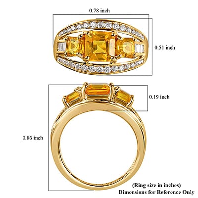 LUXORO 10K Yellow Gold Premium Madagascar Yellow Sapphire and Moissanite Ring (Size 11.0) 2.80 Grams 2.60 ctw