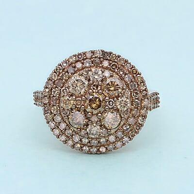 Luxoro 10K Rose Gold I3 Natural Champagne Diamond Cocktail Ring (Size 5.0) 2.10 ctw