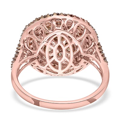 Luxoro 10K Rose Gold I3 Natural Champagne Diamond Cocktail Ring (Size 5.0) 2.10 ctw