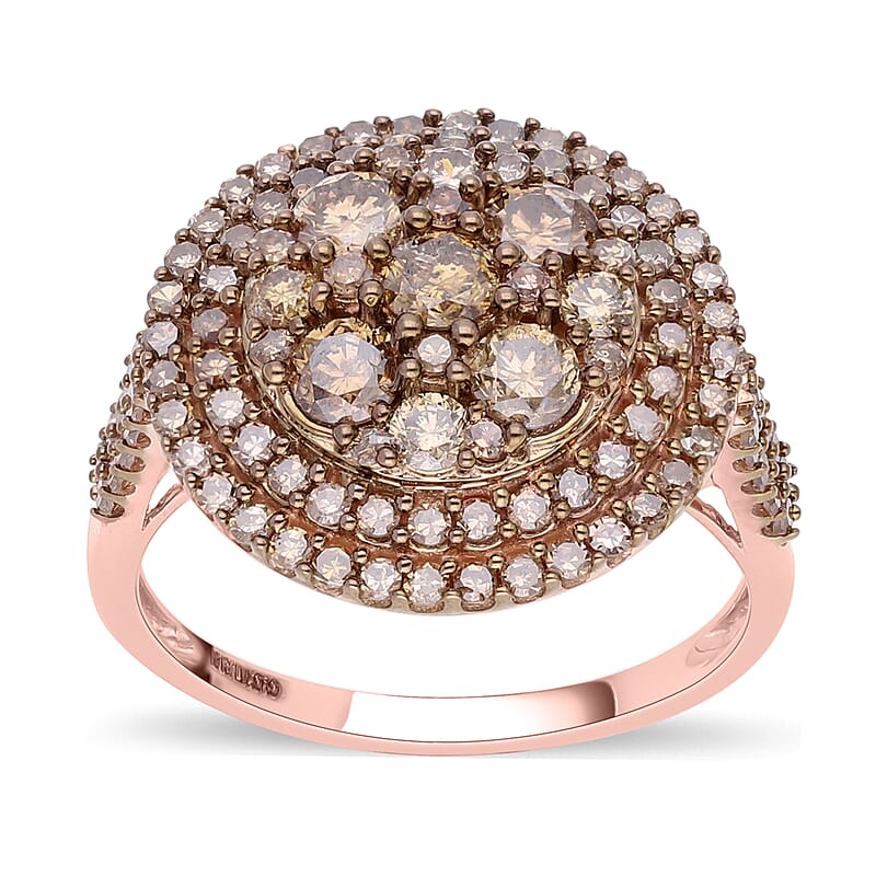 Luxoro 10K Rose Gold I3 Natural Champagne Diamond Cocktail Ring (Size 11.0) 2.10 ctw
