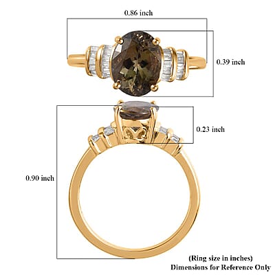 Luxoro 14K Yellow Gold Premium Golden Tanzanite and G-H I3 Diamond Ring (Size 5.0) 2.10 ctw