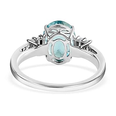 Iliana Certified & Appraised AAA Santa Maria Aquamarine Ring, G-H SI Diamond Accent Ring, 18K White Gold Ring, Engagement Ring For Her 3.25 Grams 2.75 ctw