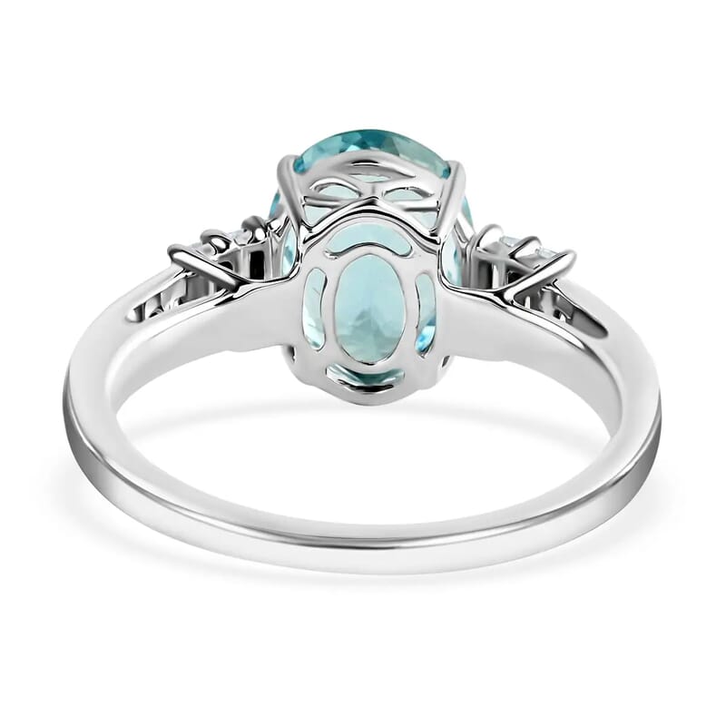 Iliana Certified & Appraised AAA Santa Maria Aquamarine Ring, G-H SI Diamond Accent Ring, 18K White Gold Ring, Engagement Ring For Her 3.25 Grams 2.75 ctw