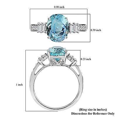 Iliana Certified & Appraised AAA Santa Maria Aquamarine Ring, G-H SI Diamond Accent Ring, 18K White Gold Ring, Engagement Ring For Her 3.25 Grams 2.75 ctw