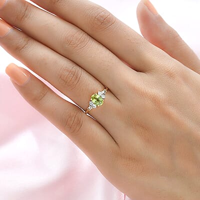 Luxoro 14K Yellow Gold AAA Sava Sphene and G-H I3 Diamond Ring (Size 11.0) 1.10 ctw