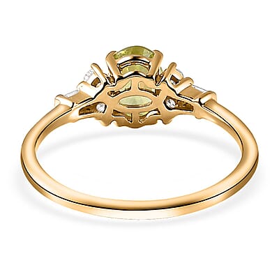 Luxoro 14K Yellow Gold AAA Sava Sphene and G-H I3 Diamond Ring (Size 11.0) 1.10 ctw