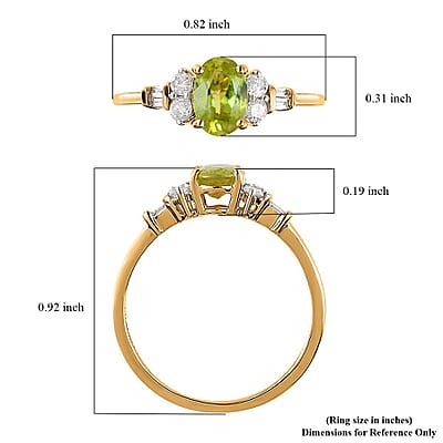 Luxoro 14K Yellow Gold AAA Sava Sphene and G-H I3 Diamond Ring (Size 11.0) 1.10 ctw