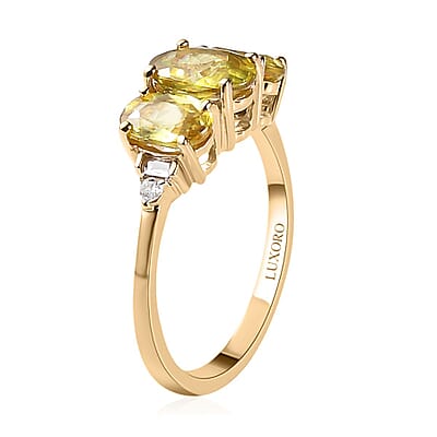 Luxoro 10K Yellow Gold Premium Sava Sphene and Diamond Ring (Size 11.0) 2.15 ctw