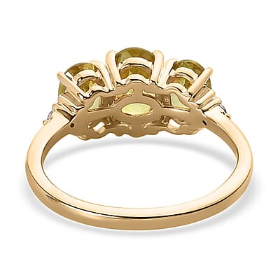 Luxoro 10K Yellow Gold Premium Sava Sphene and Diamond Ring (Size 11.0) 2.15 ctw