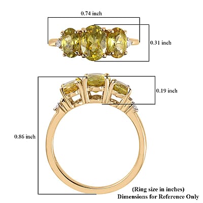 Luxoro 10K Yellow Gold Premium Sava Sphene and Diamond Ring (Size 11.0) 2.15 ctw