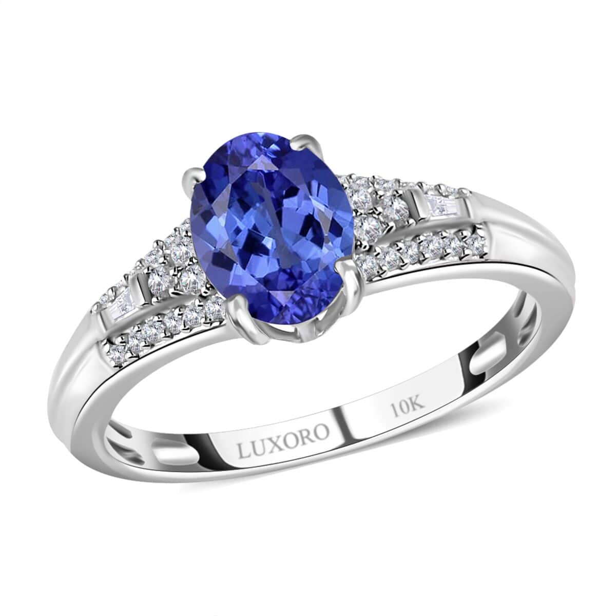 Luxoro 10K White Gold Premium Tanzanite and Diamond Ring (Size 11.0) 1.25 ctw image number 0