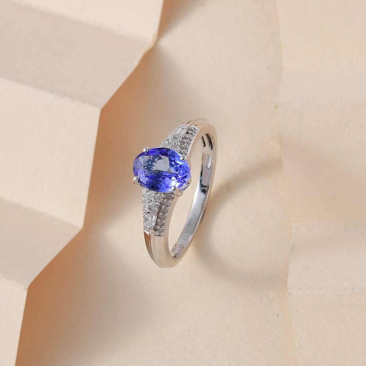 Luxoro 10K White Gold Premium Tanzanite and Diamond Ring (Size 11.0) 1.25 ctw image number 1