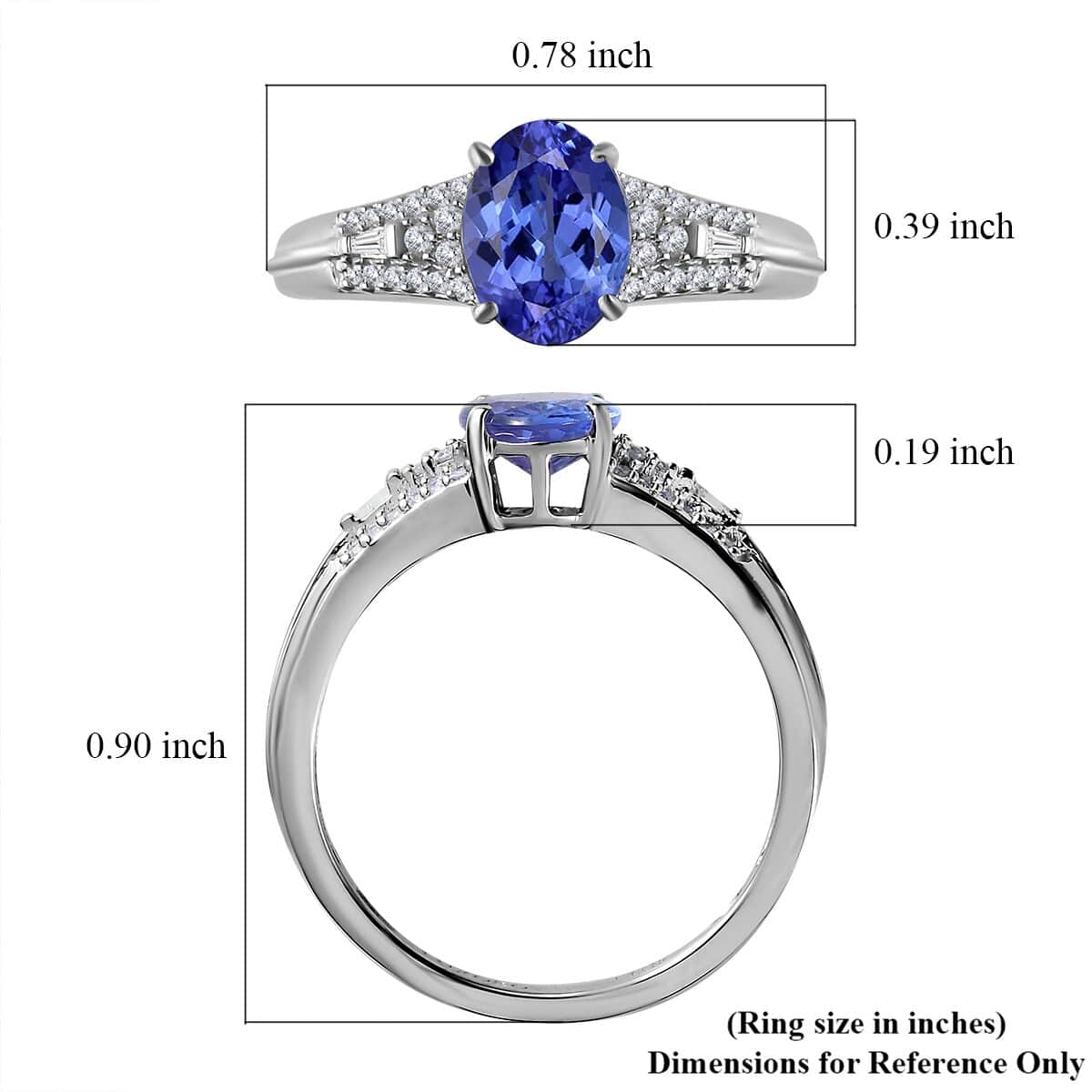 Luxoro 10K White Gold Premium Tanzanite and Diamond Ring (Size 11.0) 1.25 ctw image number 5